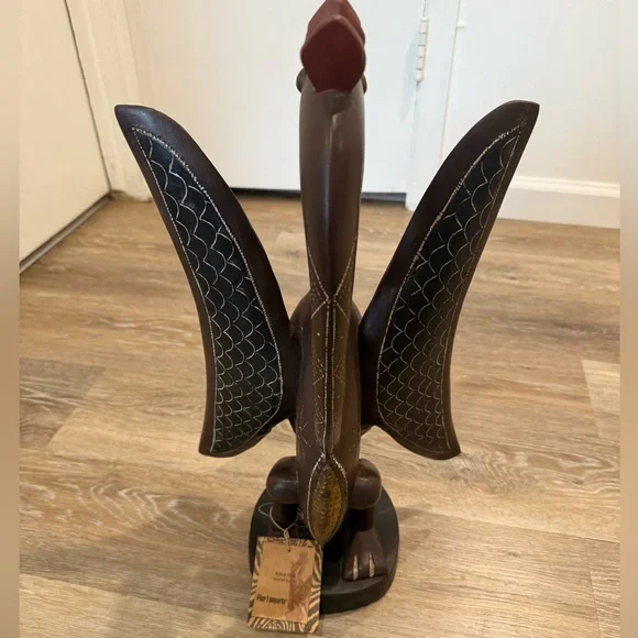 Pier 1 Hand Carved Wood “Kalao”, Bird Art Sculpture with Tag. - Picture 5 of 12